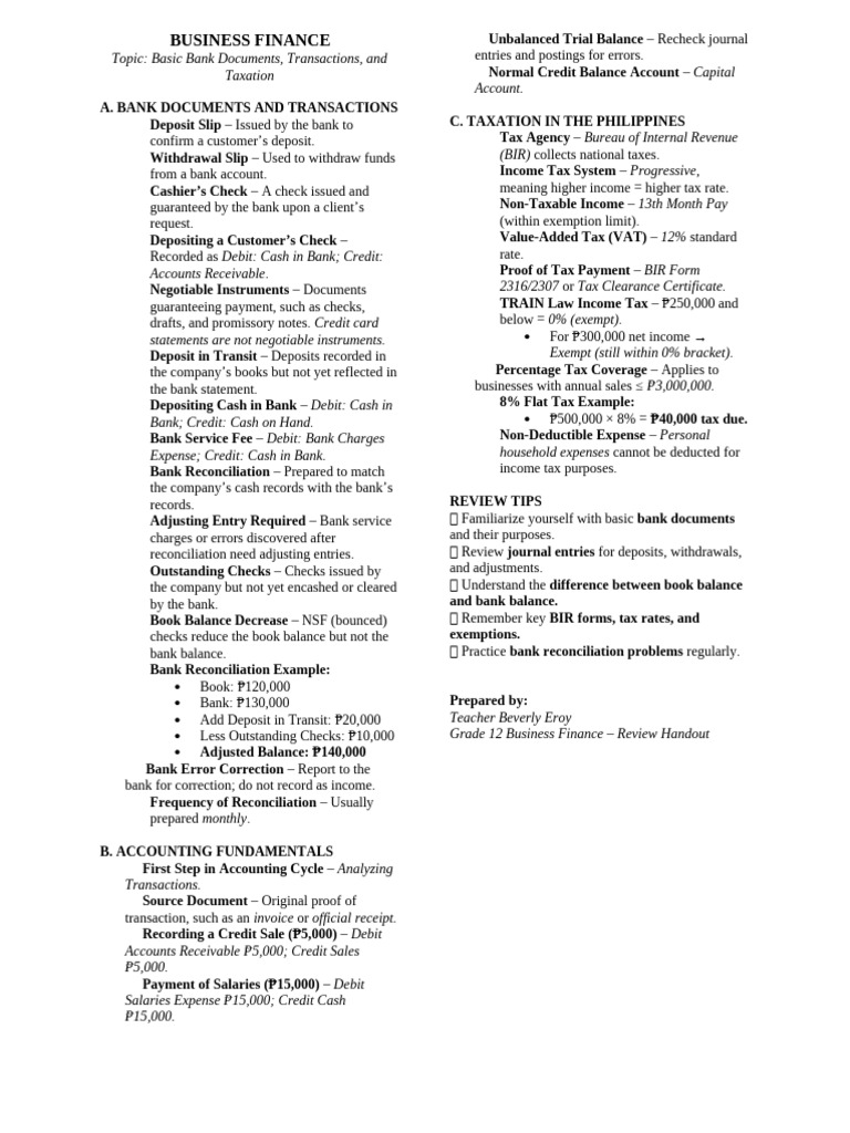 Handout Business Finance Final | PDF | Banks | Credit Card