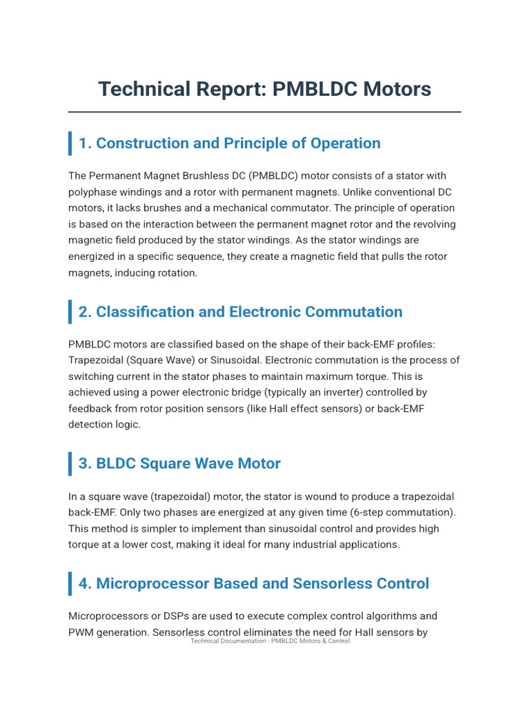 PMBLDC Motor Report | PDF | Electric Motor | Mechanical Engineering