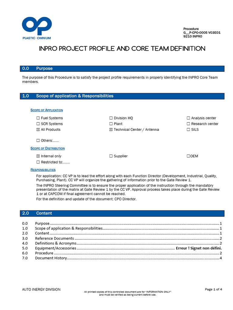 INPRO Project Profile and Core Team Definition | PDF
