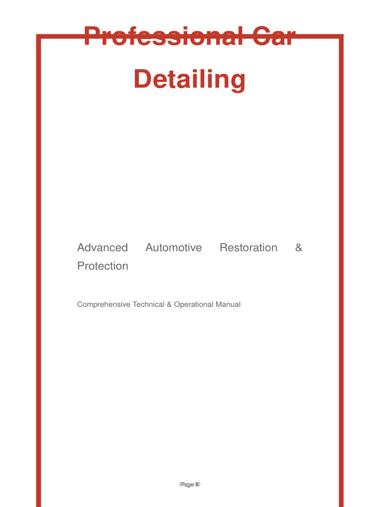 Car Detailing 10 Page Manual | PDF