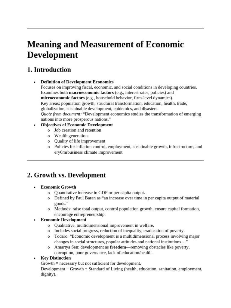 1. Introduction - What is Development | PDF | Economic Growth | Gross ...