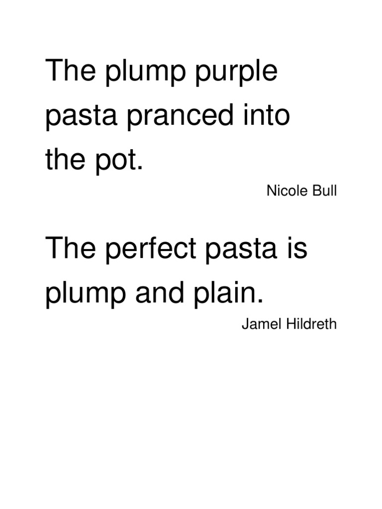 Perfect Pasta Descriptions and Imagery | PDF