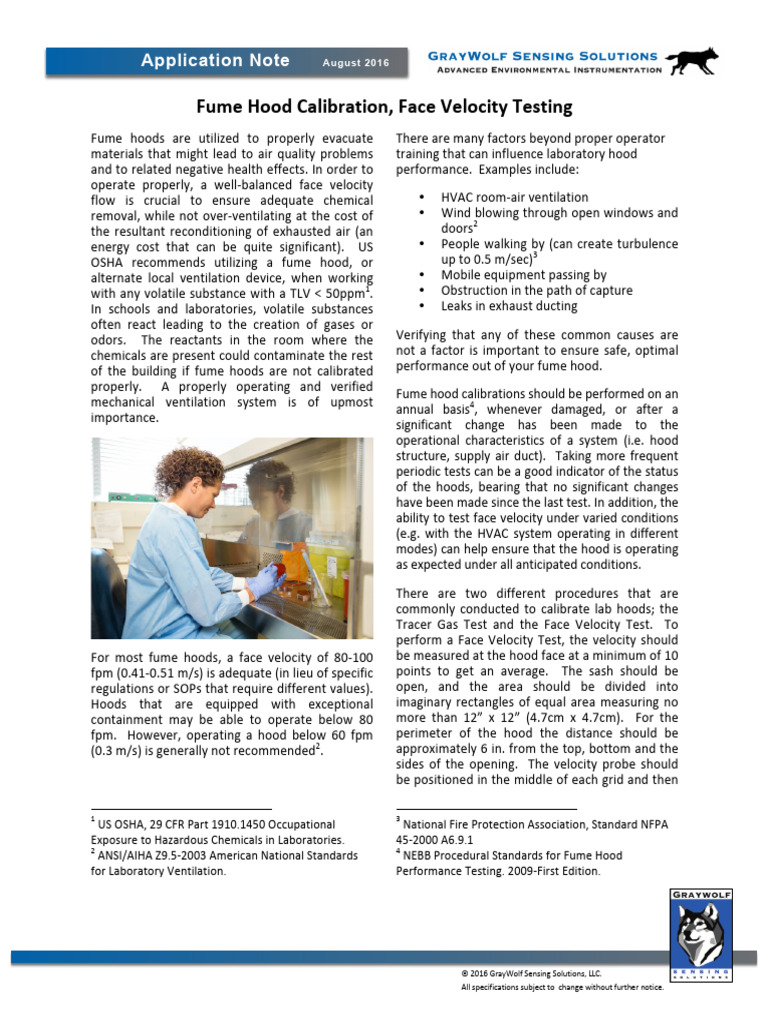 Fume Hood Calibration Application Note | PDF | Ventilation (Architecture)