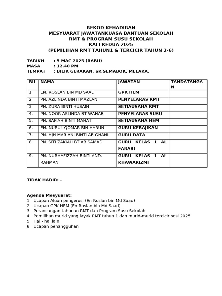 Rmt Minit Mesyuarat Kali 2 Rmt 2024 (3) | PDF