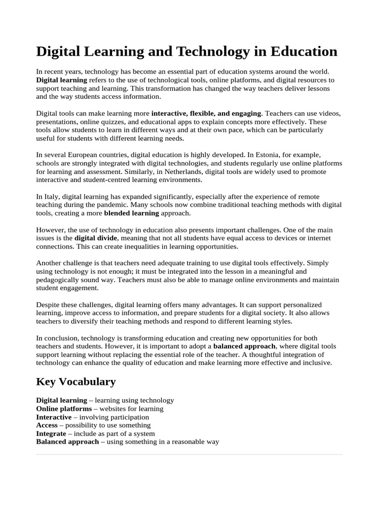 Digital Learning and Technology in Education | PDF | Educational ...
