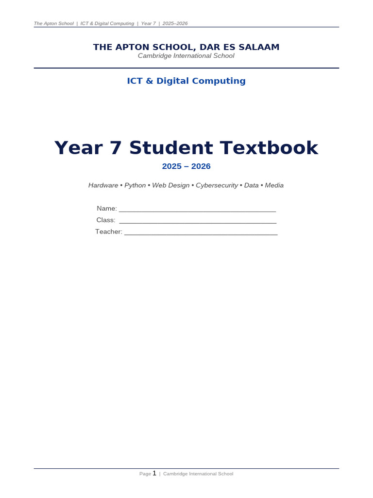 Year7 ICT Textbook Apton | PDF | Computer Data Storage | Central ...
