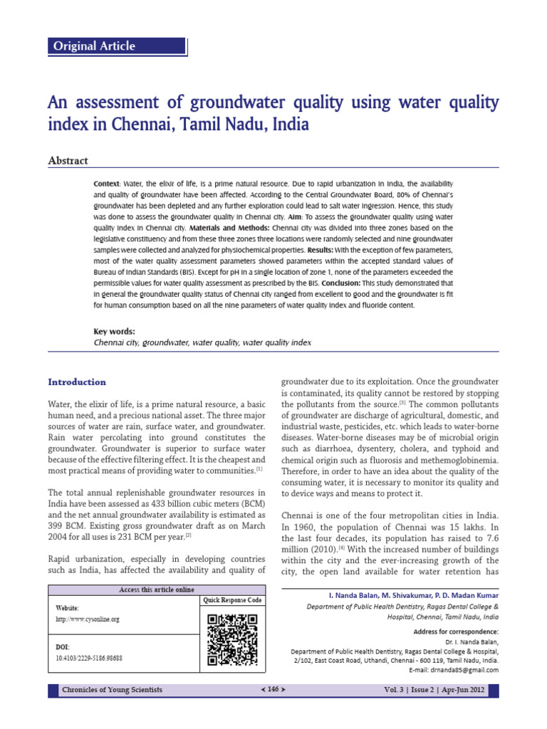 An Assessment of Groundwater Quality Using Water Quality Index in ...