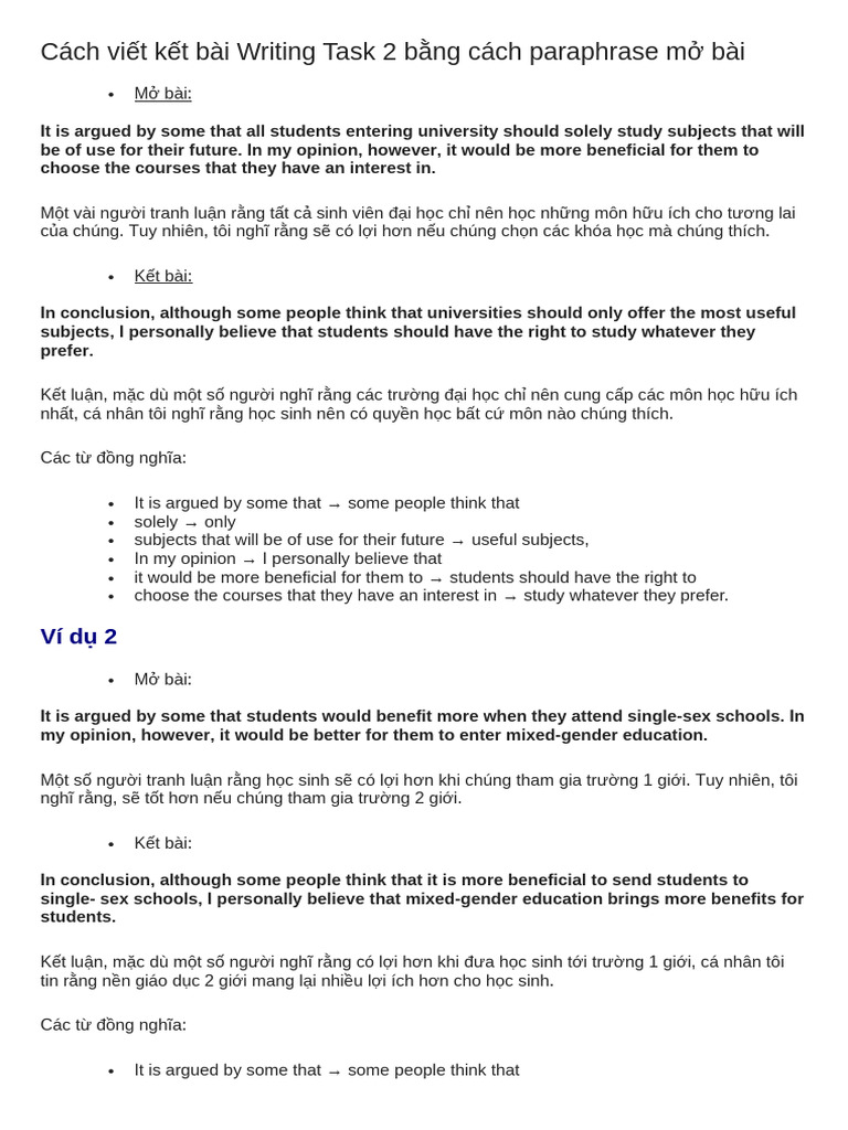 Cách Viết CONCLUSION Writing Task 2 Bằng Cách Paraphrase INTRODUCTION ...