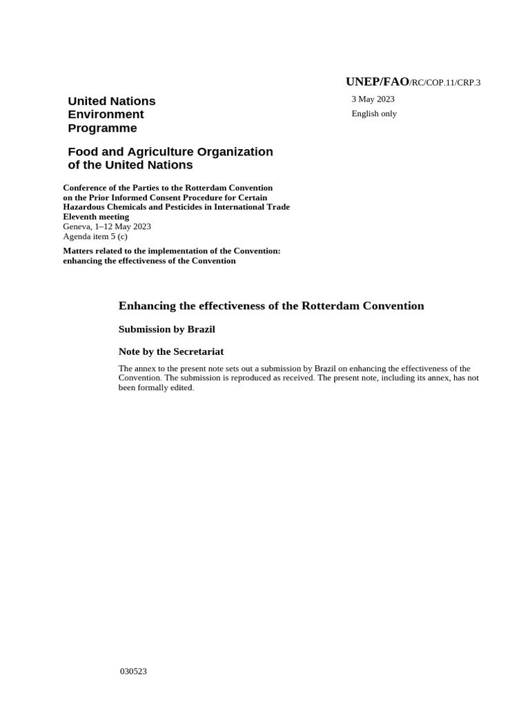 Unep Fao Rc Cop.11 Crp.3.English | PDF | Food And Agriculture ...