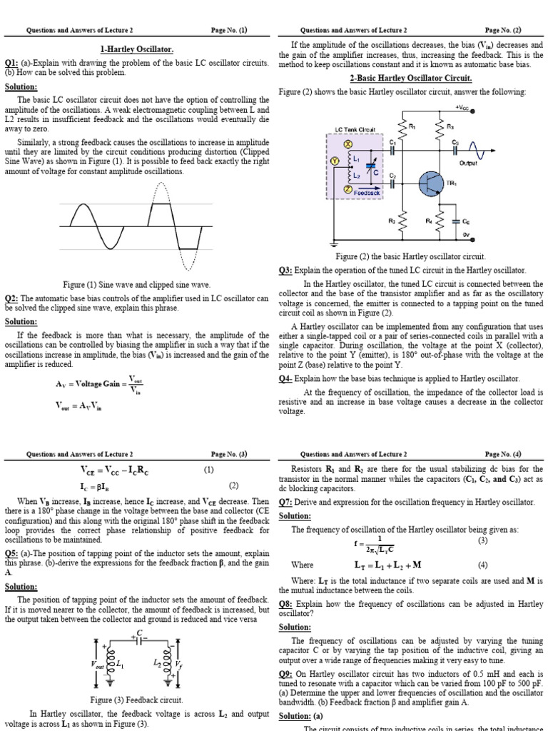 Questions and Answers of Lecture 02 | PDF | Electronic Oscillator ...