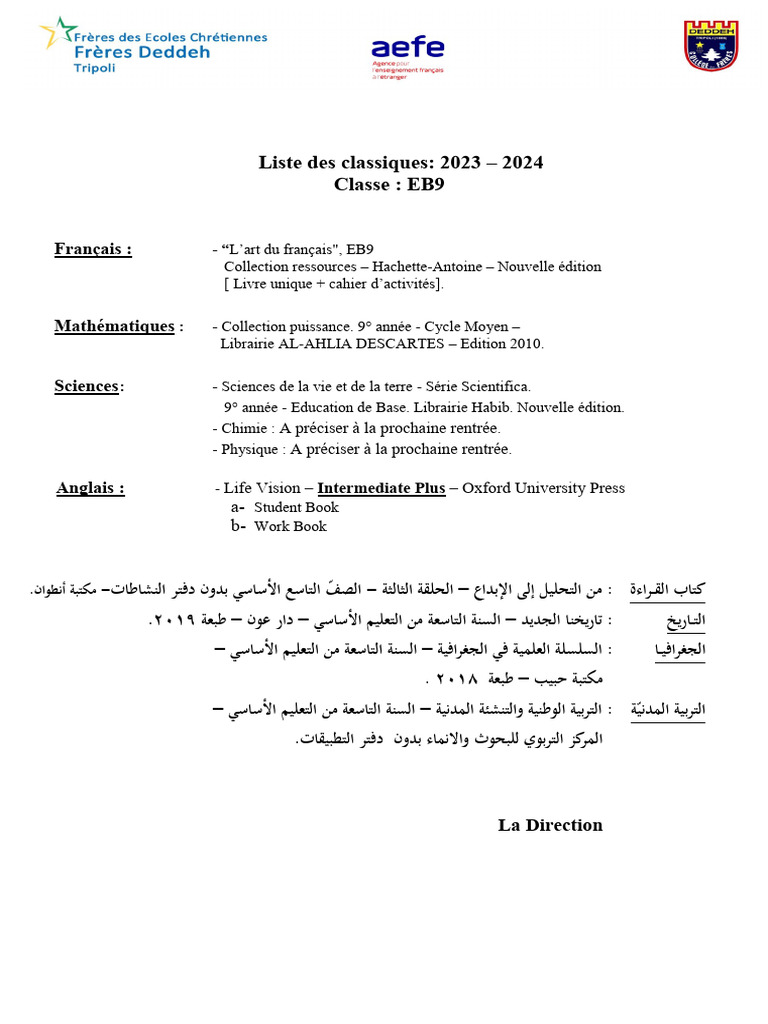 1055@0@26772-ZKrL1YvGaXl-Liste Des Classiques - EB9 | PDF
