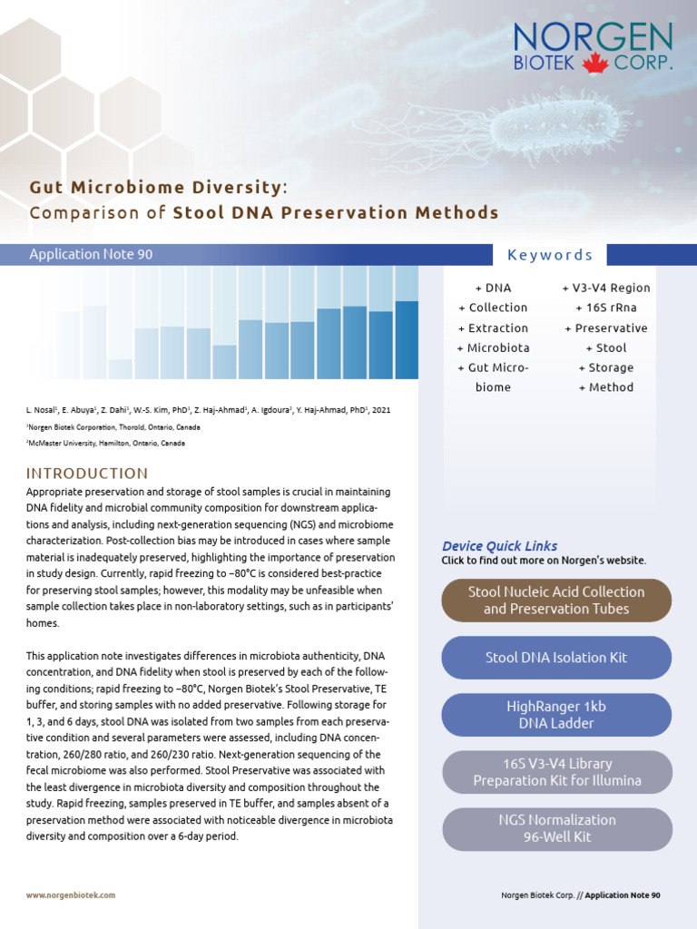 App Note 90 - Stool DNA Preservative Methods Impact on Gut Microbiome ...