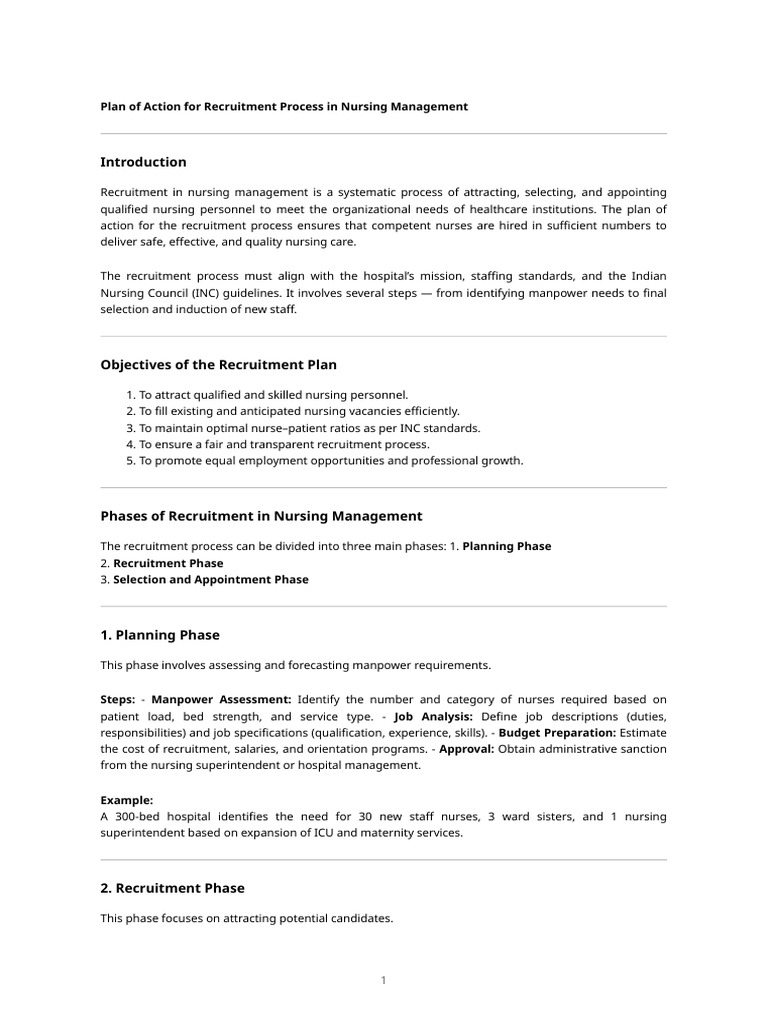 Recruitment Process Plan | PDF | Recruitment | Nursing
