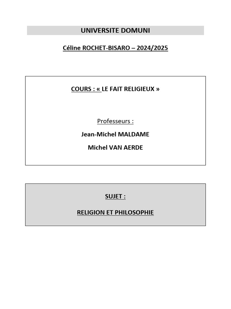 Religion Et Philosophie | PDF | Raison | Dieu