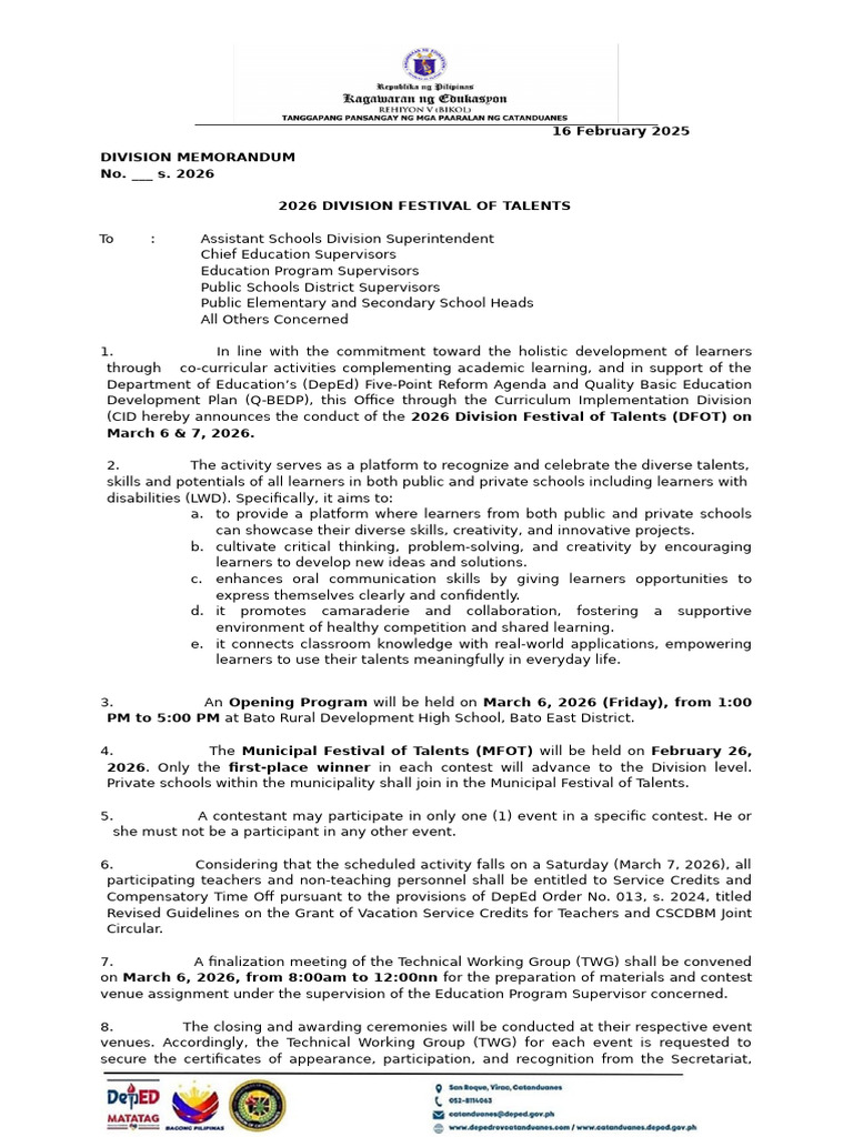 Final2026 DFOT Memorandum | PDF | Learning | Drawing