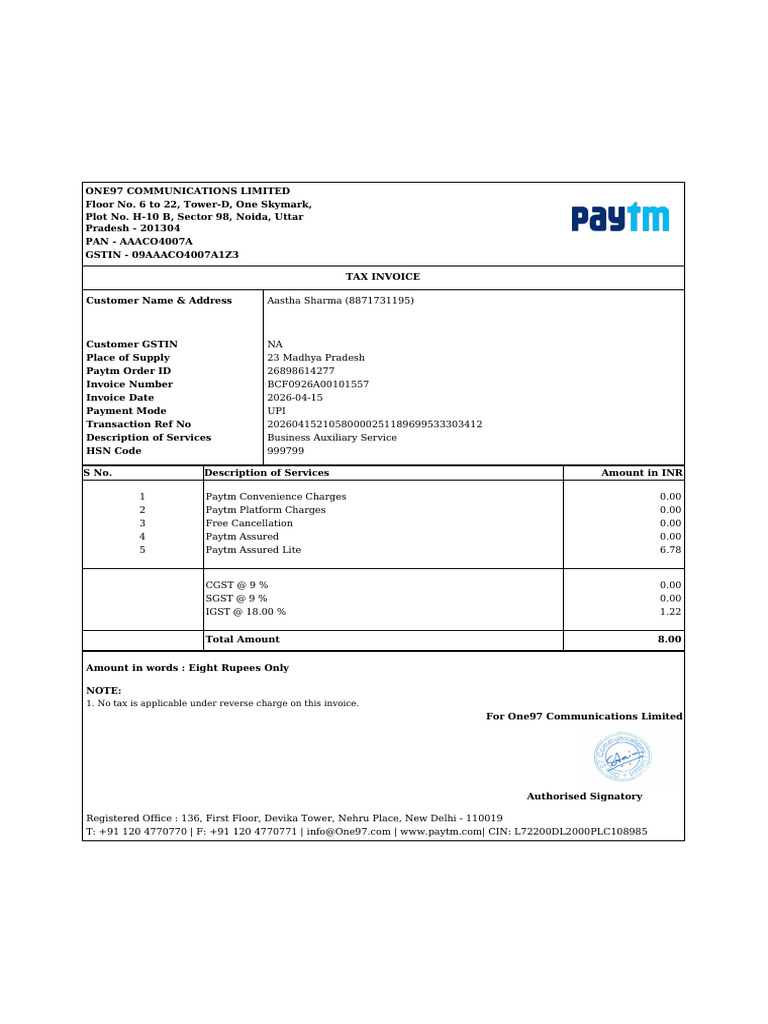 Invoice_BCF0926A00101557 | PDF