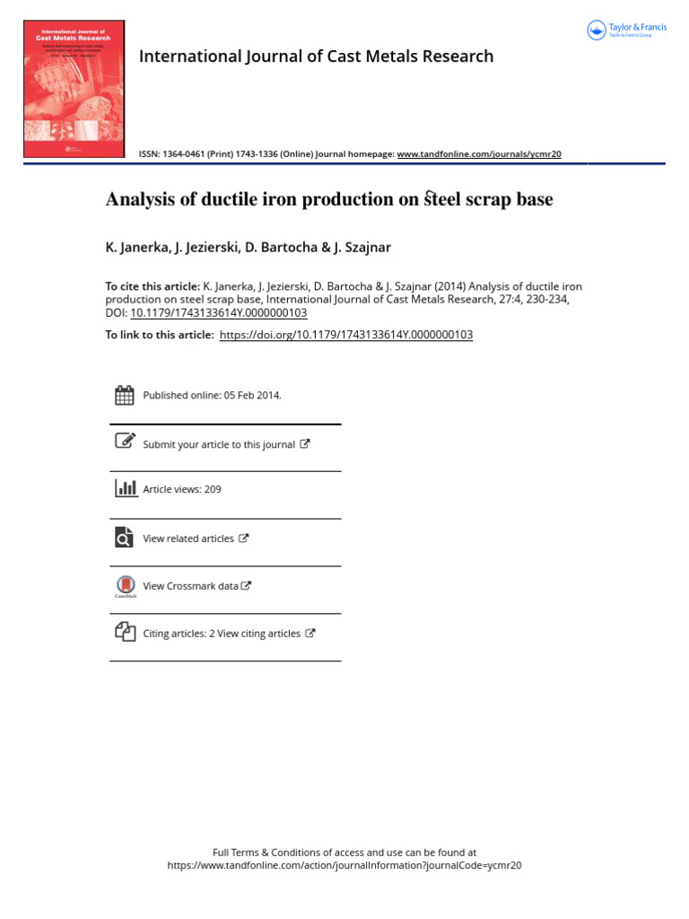 Analysis of Ductile Iron Production on Steel Scrap Base | PDF | Steel ...