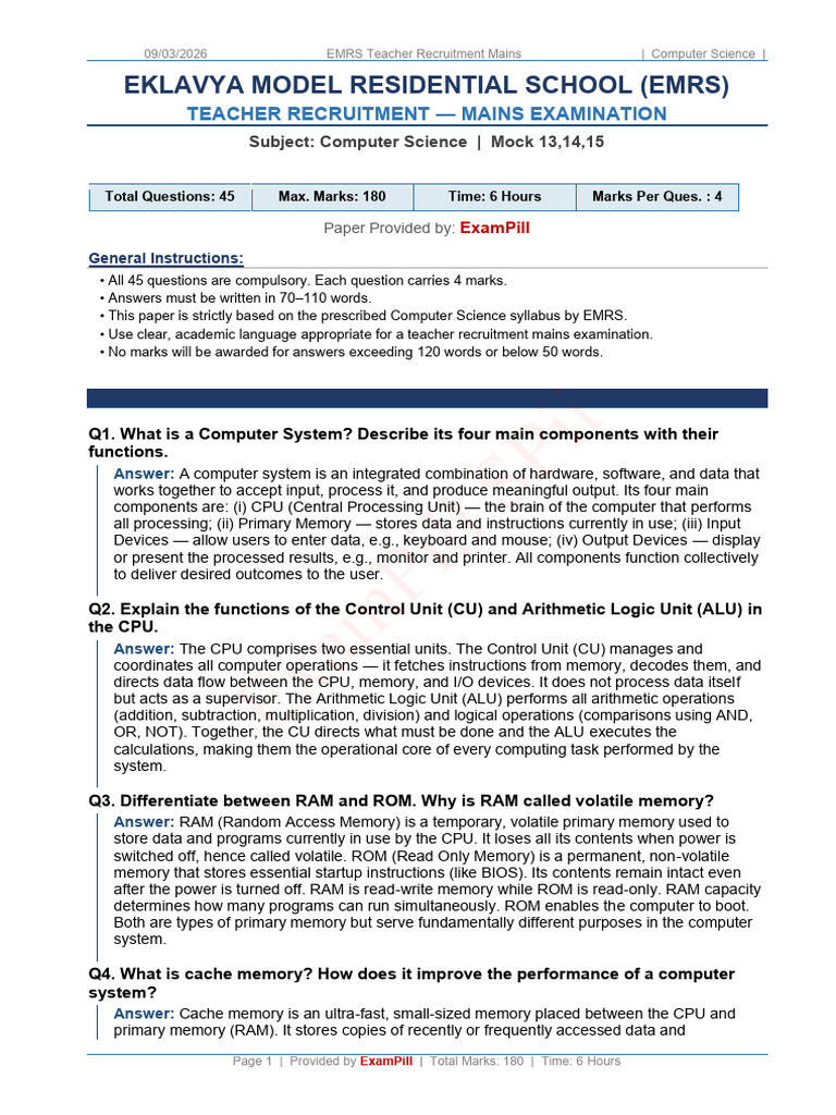 Print Mock by ExamPill | PDF | Computer Data Storage | Central ...