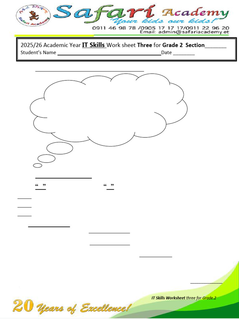 IT Worksheet Three for Grade 2 (1) | PDF