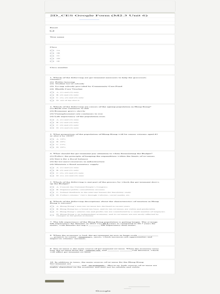 2D_CES Google Form (M2.3 Unit 6) | PDF | Taxes | Revenue