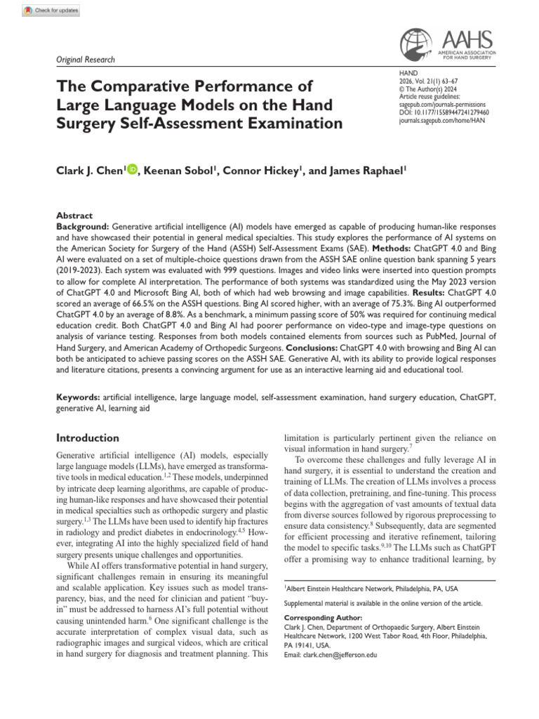 Chen Et Al 2024 the Comparative Performance of Large Language Models on ...