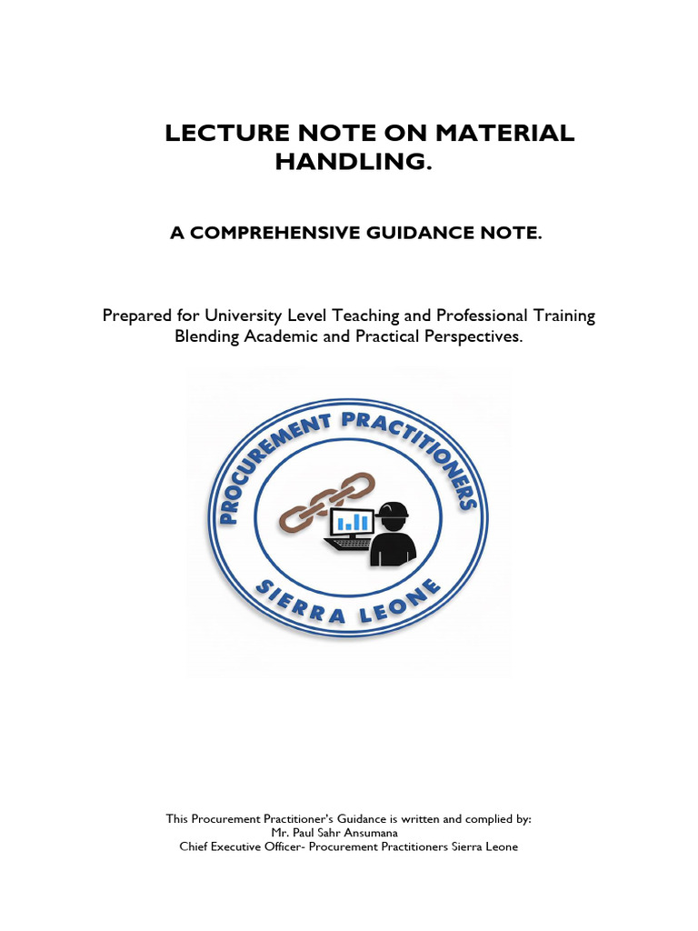 LECTURE NOTE ON MATERIAL HANDLING YR3 | PDF | Warehouse | Logistics