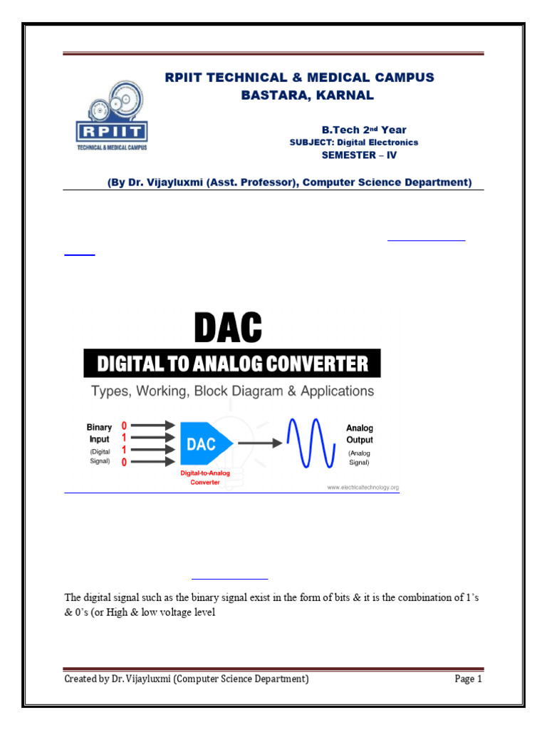 Digital to Analog Converter | PDF | Digital To Analog Converter ...