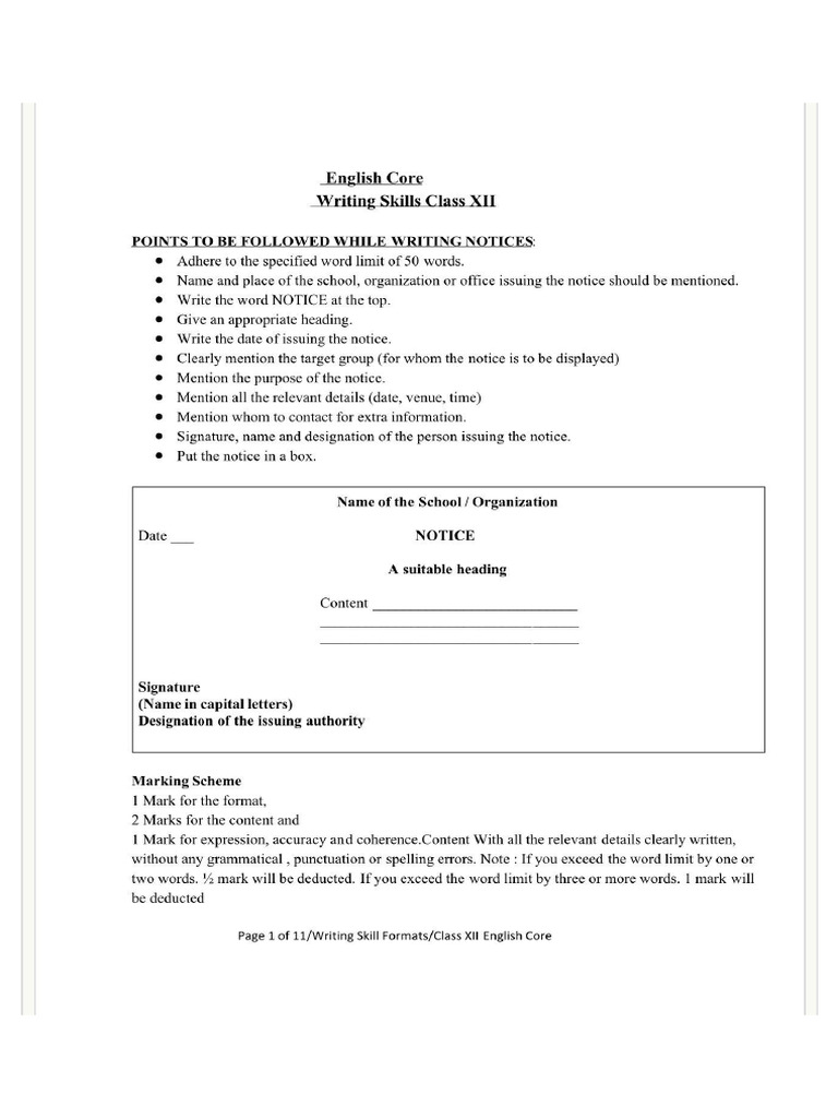 Writing Skills Class Xii | PDF