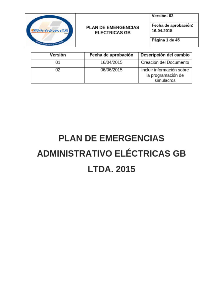Plan de Emergencias Administrativo | PDF | Seguridad y salud ...