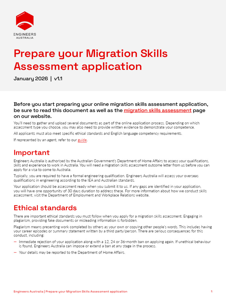 Prepare Your Migration Skills Assessment Application Jan 2026 | PDF ...