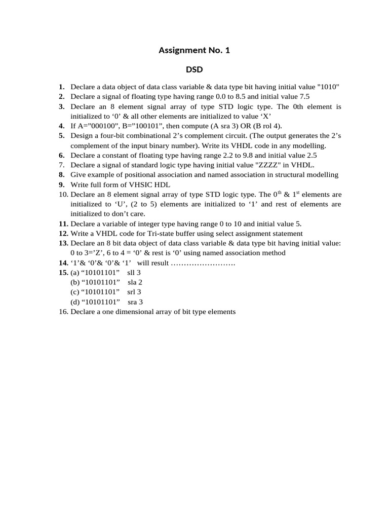 Assignment No1 Dsd | PDF
