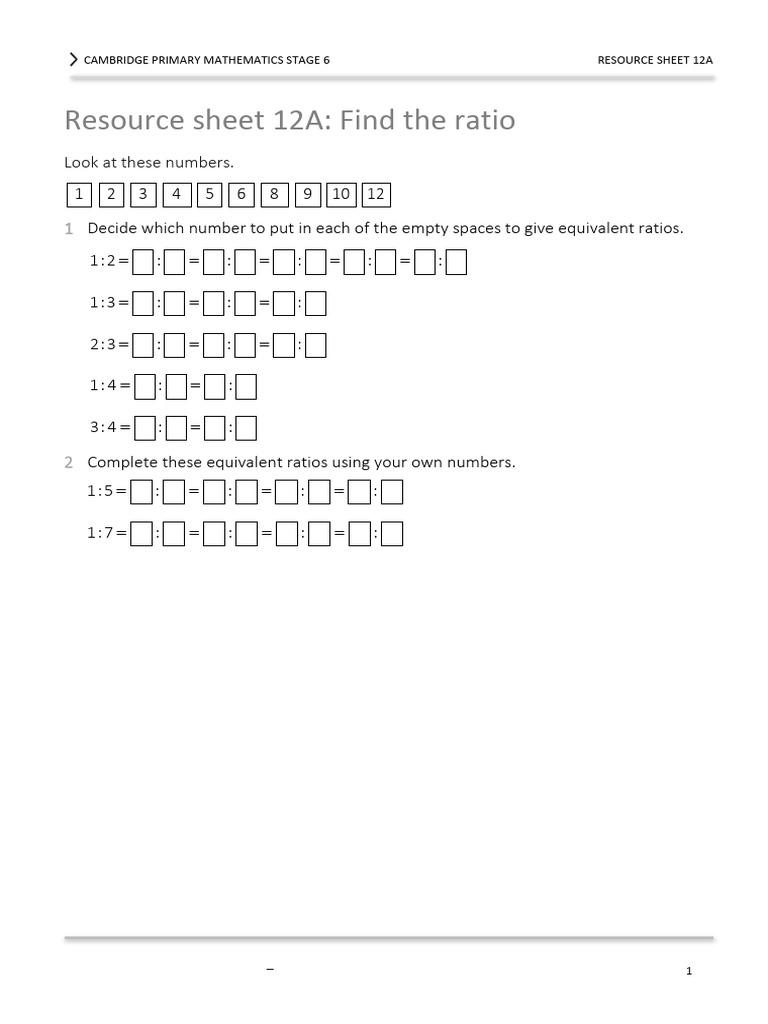 Prim Maths 6 2ed TR Resource 12a | PDF