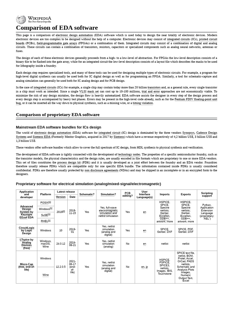 Comparison_of_EDA_software | PDF | Electronic Engineering | Electronics