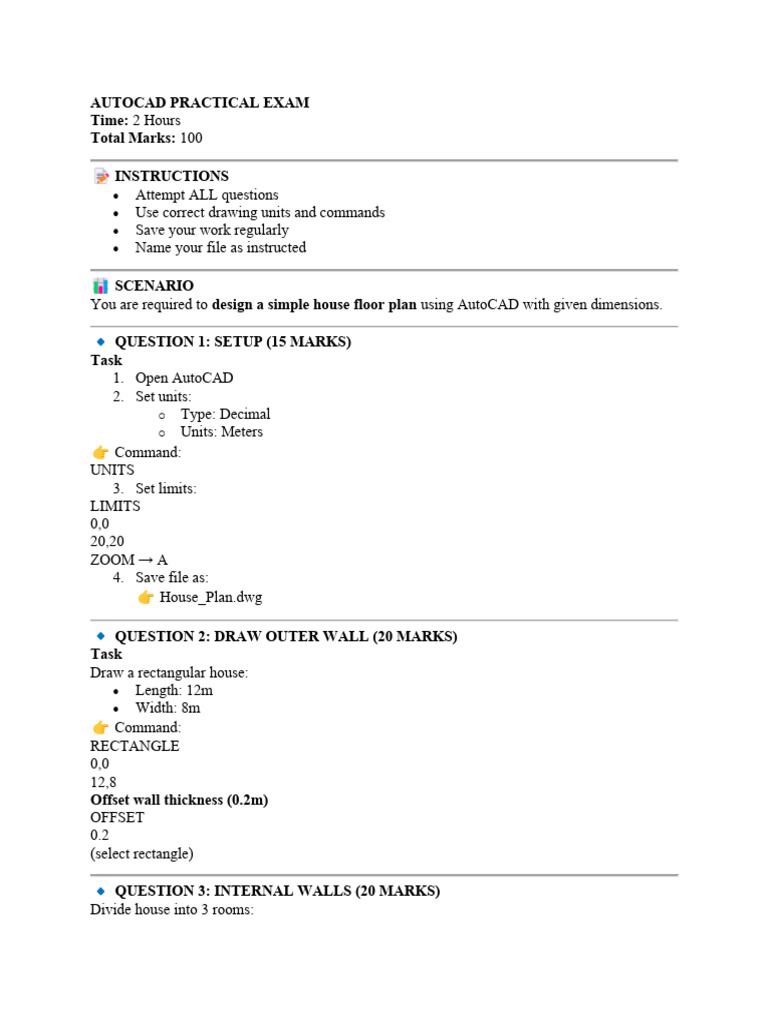 Autocad Practical Exam | PDF | Auto Cad