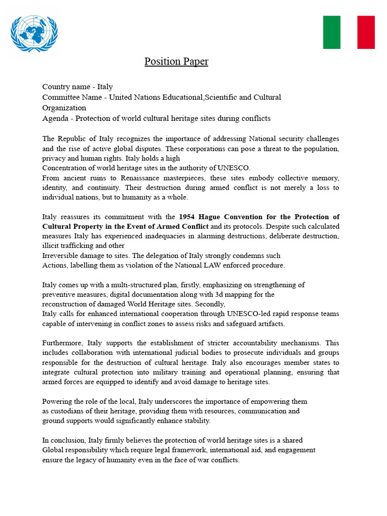 Position Paper Format - Italy | PDF | World Heritage Site | Cultural ...