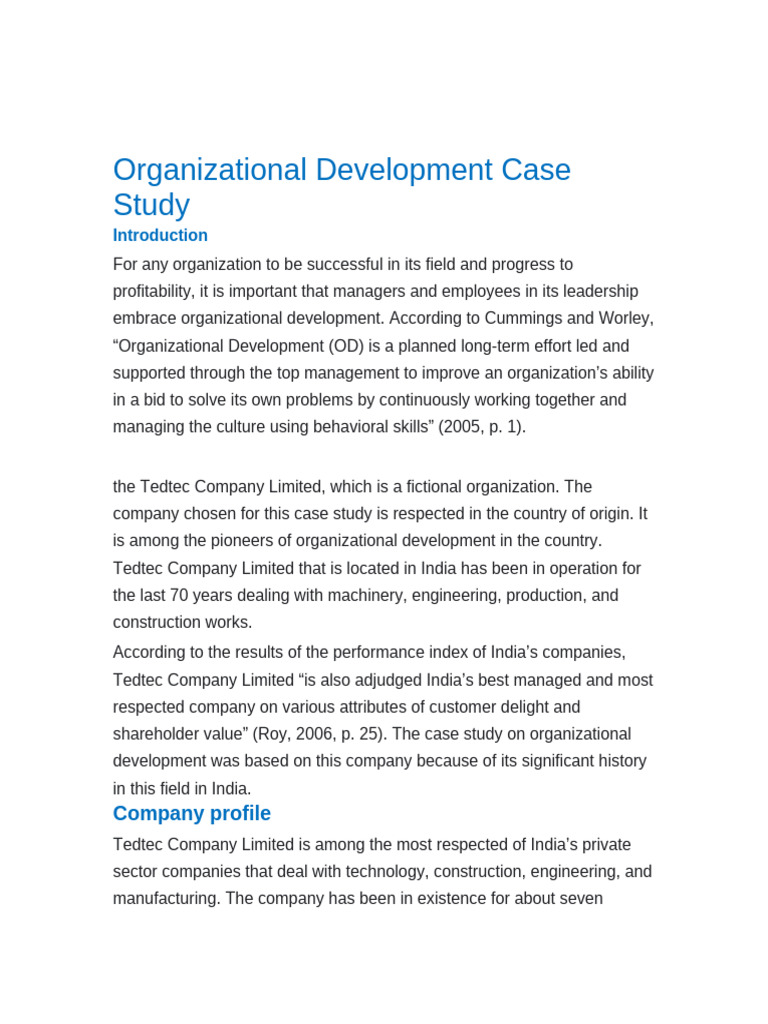 Case Study 1 Organization Development | PDF | Organization Development ...