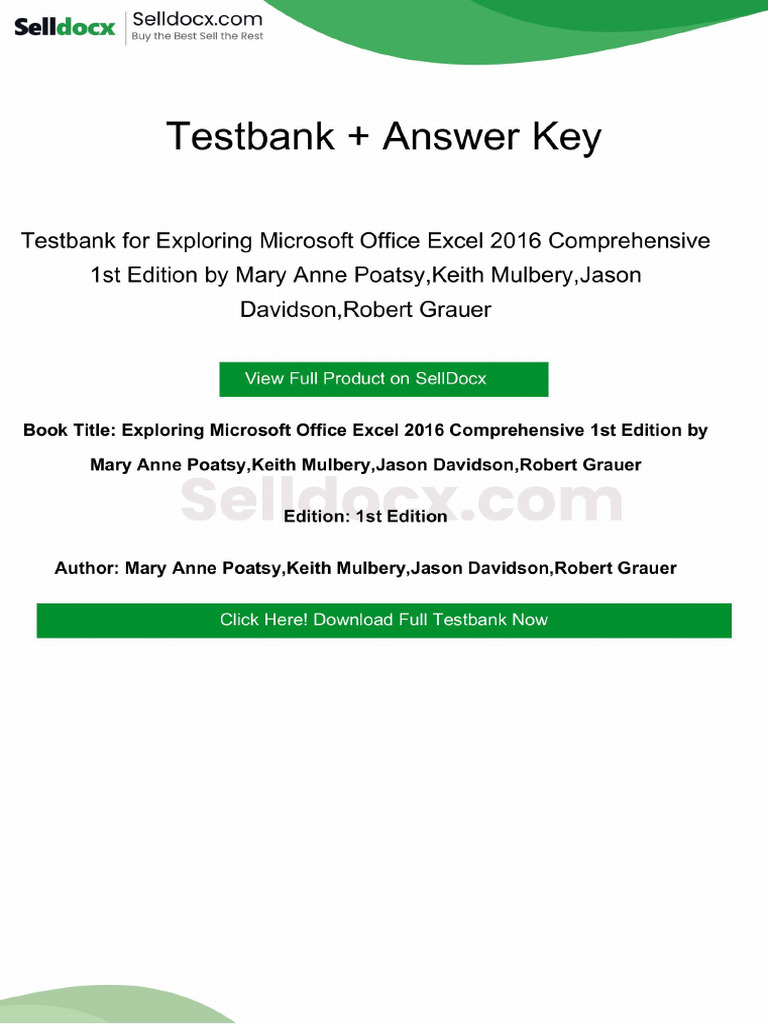 Question Bank for Exploring Microsoft Office Excel 2016 Comprehensive ...