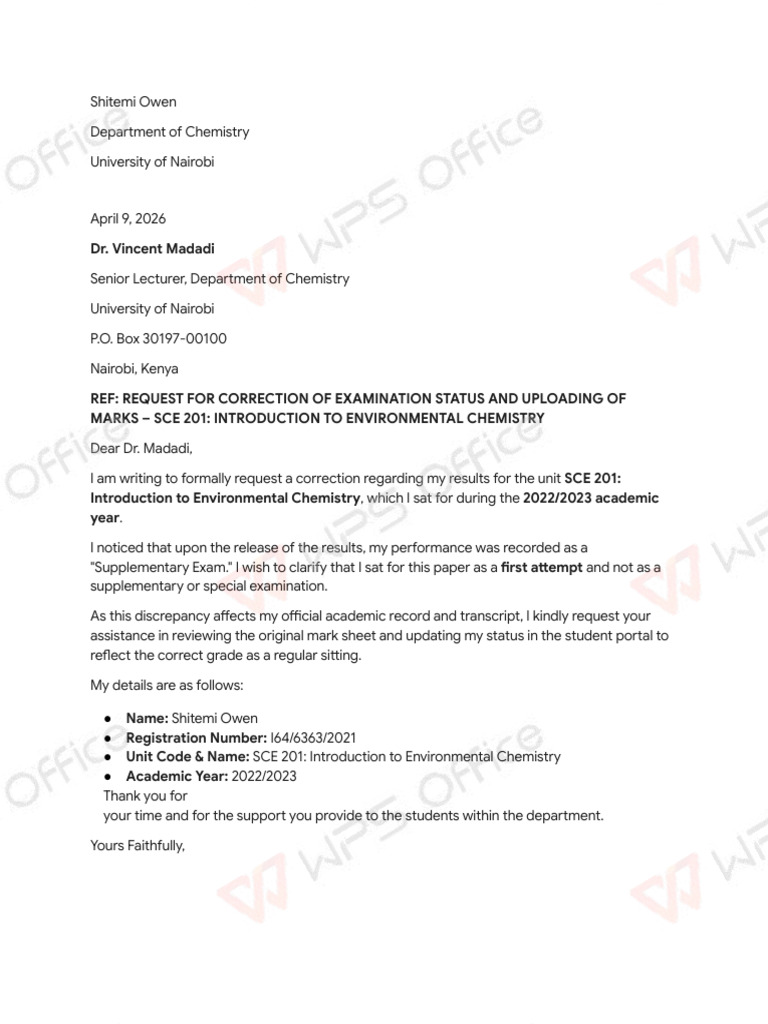 Marks Correction Letter | PDF