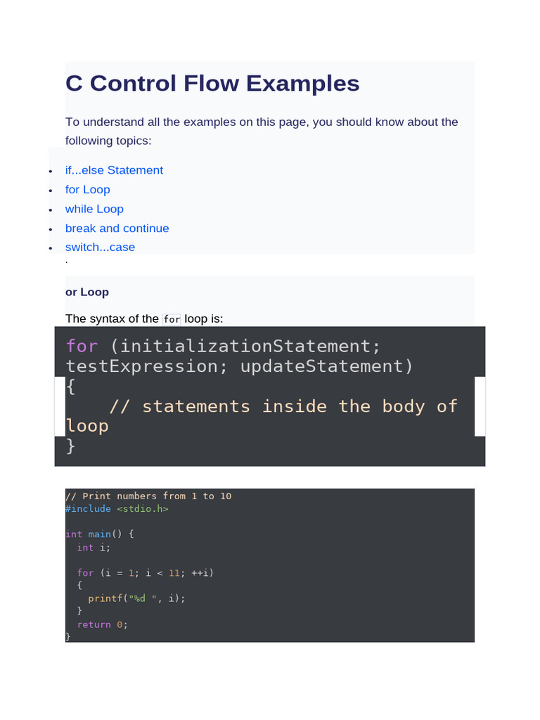C Control Flow Examples | PDF