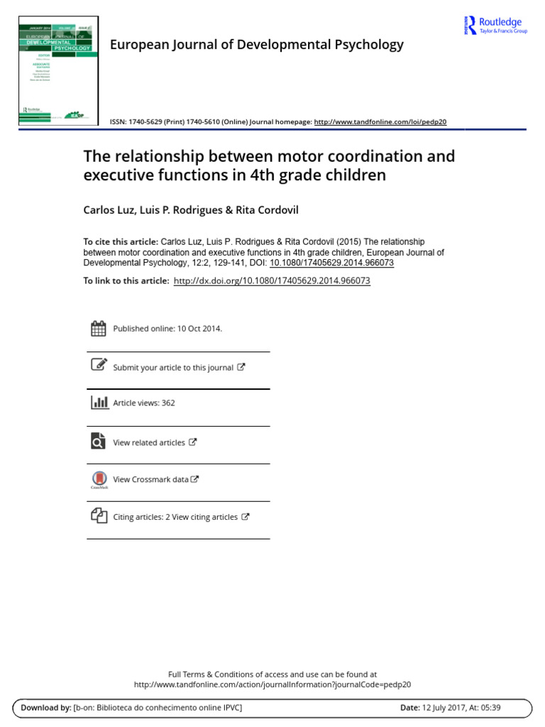 The Relationship Between Motor Coordination and Executive Functions in ...