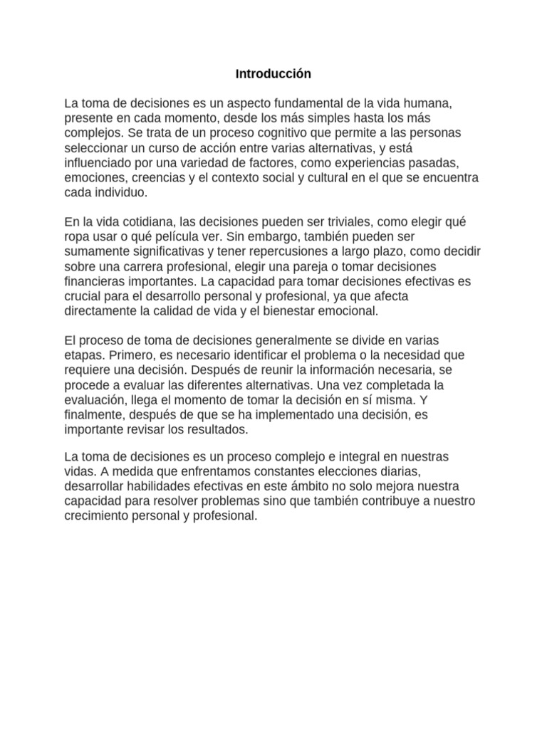 La Toma de Decisiones | PDF | Toma de decisiones | Las emociones