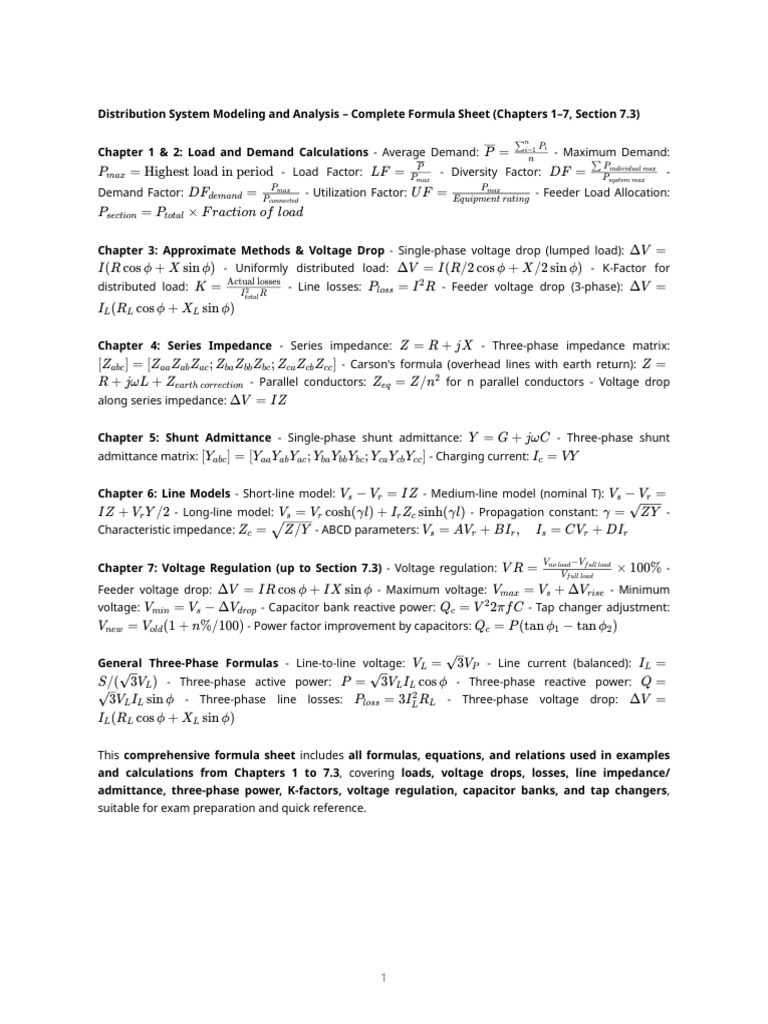 Distribution Ch1 4 Summary | PDF | Electrical Impedance | Electronics