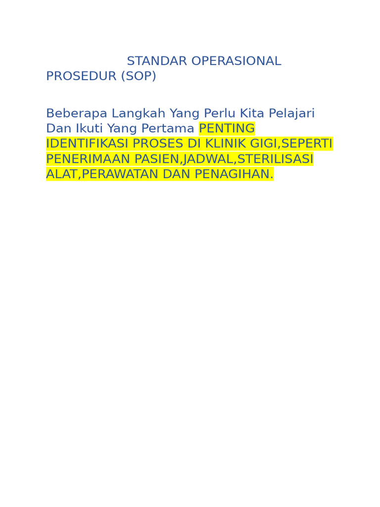 Standar Operasional Prosedur | PDF