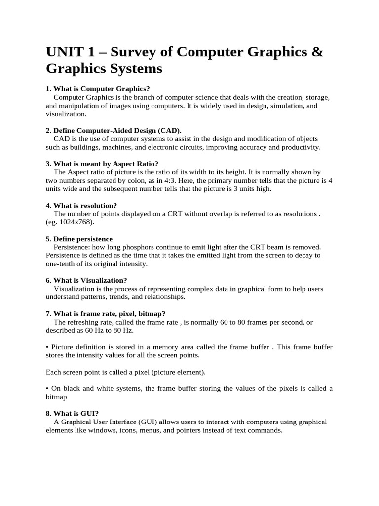Graphics - 2 Marks | PDF | 2 D Computer Graphics | Pixel