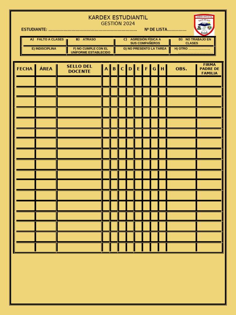 Kardex Estudiantil Gestion 2025 | PDF