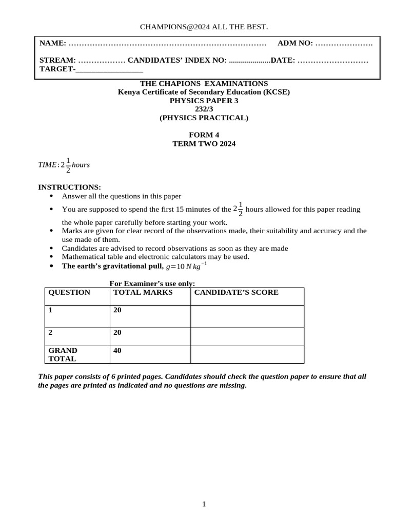 Form 4 - Physics Paper 3 - Question Paper | PDF | Optics | Light