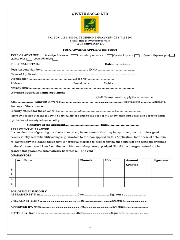 Advance Application Form | PDF | Financial Services | Personal Finance