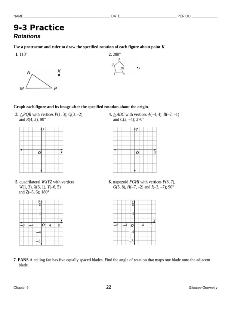 Practice Worksheet Rotations | PDF