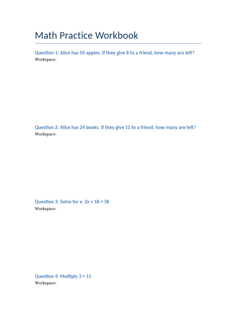 Math Workbook 12 Pages | PDF | Area | Length