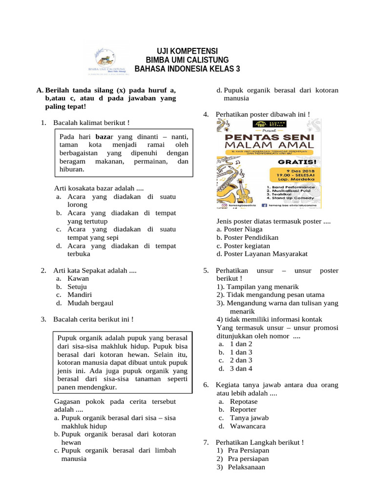 Bahasa Indonesia Kelas 3 | PDF